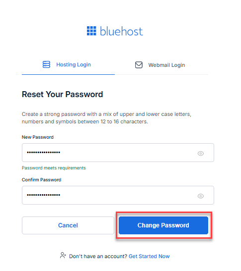 Create new password