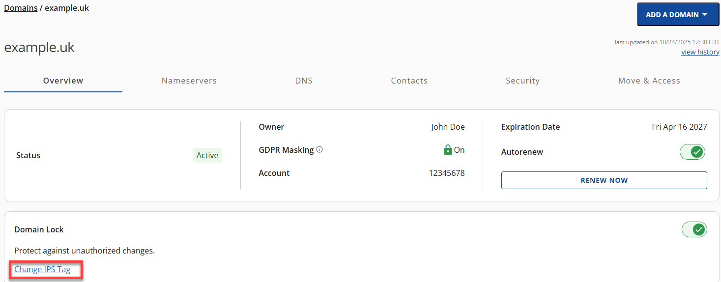 BH Domain Change IPS Tag