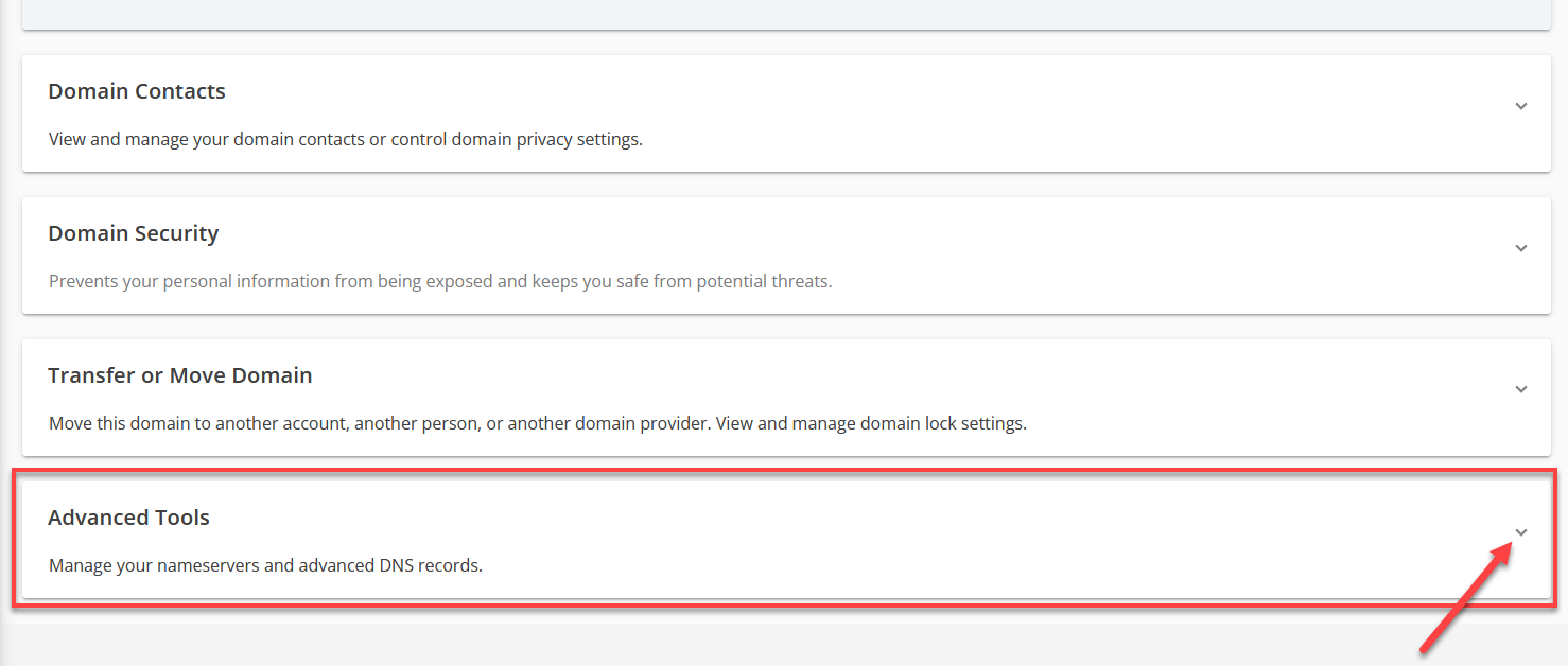Cloud Hosting Advance Tools panel