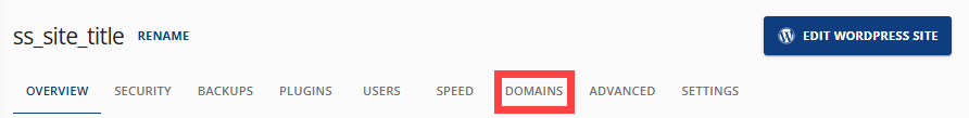 Websites - Domains Tab