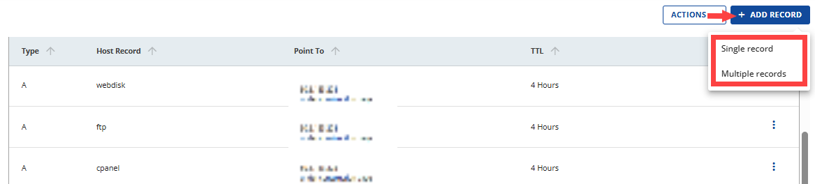 Add Record button