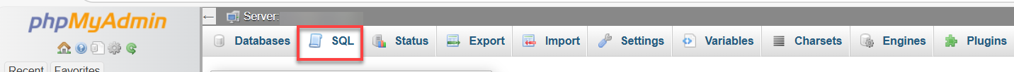 phpMyAdmin icon under Databases