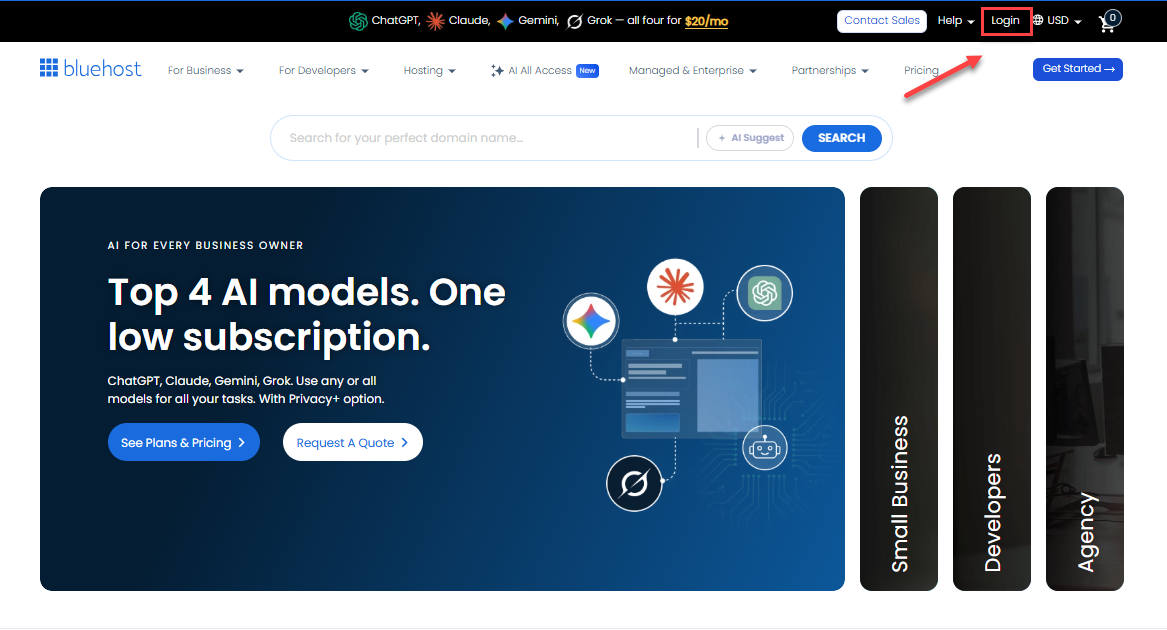 Bluehost Portal login