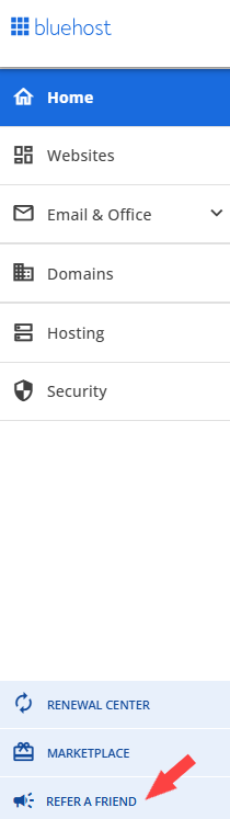 Bluehost Account manager - Refer a Friend
