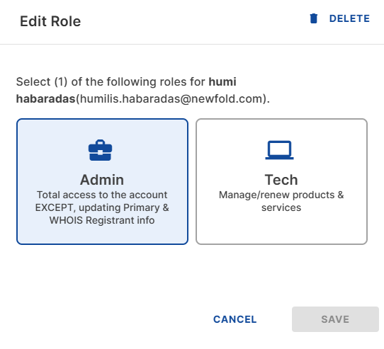 Select role under Edit User Role