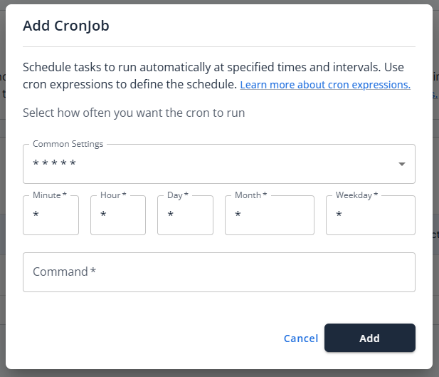 Cron job scheduling option