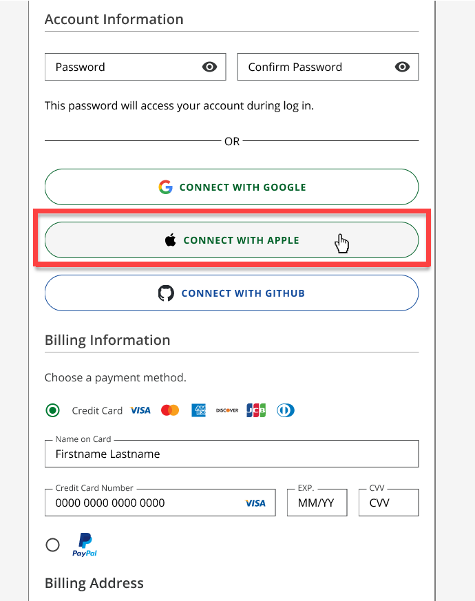 BH Checkout - Connect with Apple