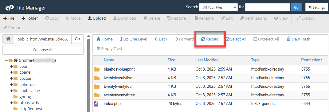 File Manager - Theme - Reload