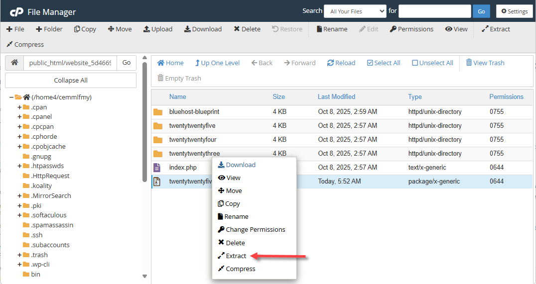 File Manager - Theme - Extract