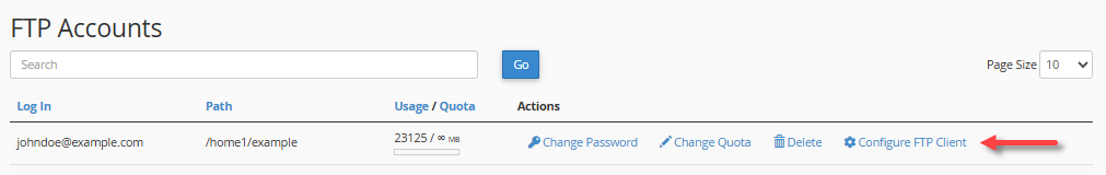 FTP Accounts - Configure FTP Client
