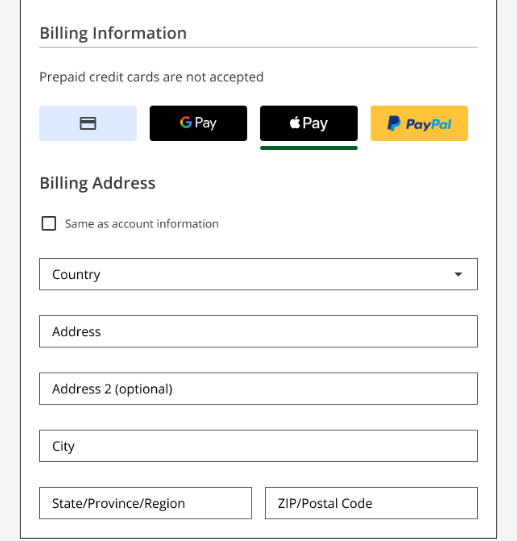 Apple Pay Billing Information