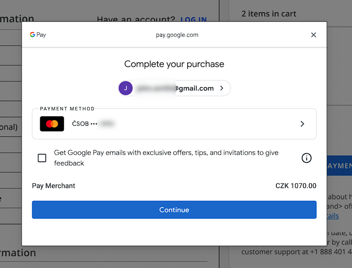 Sign in to Google Pay
