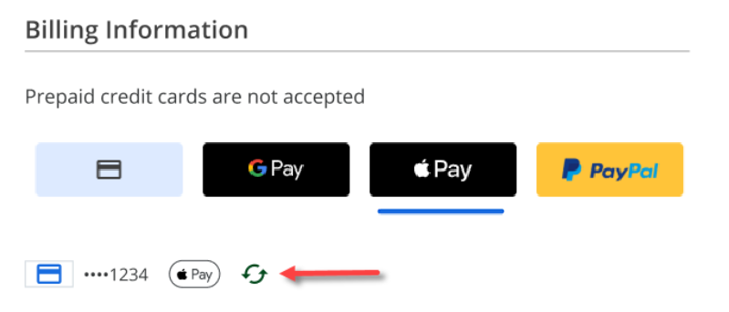 Select Payment Method - Apple Pay