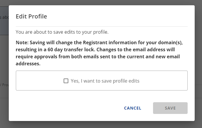 AM Edit Profile Warning Pop-up