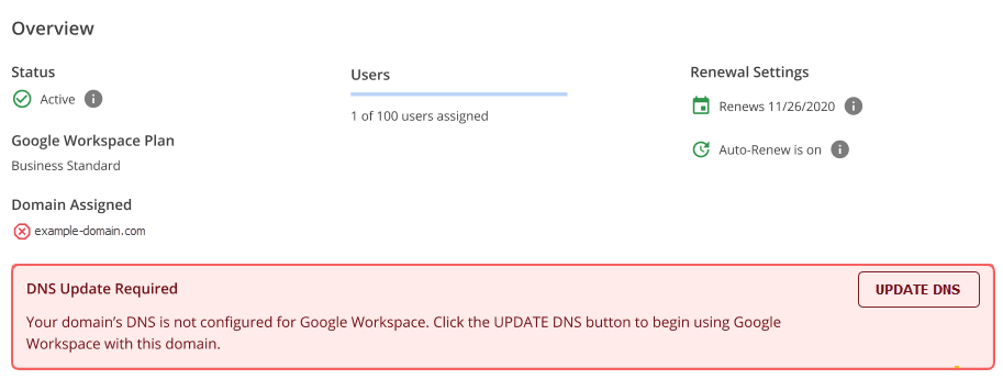 Google Workspace Overview - Update DNS 