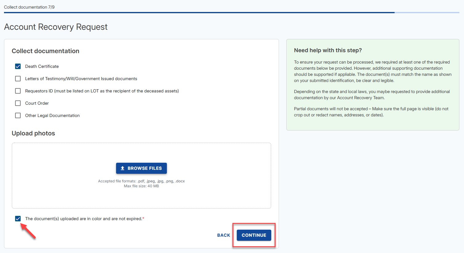 Upload Additional Documentation