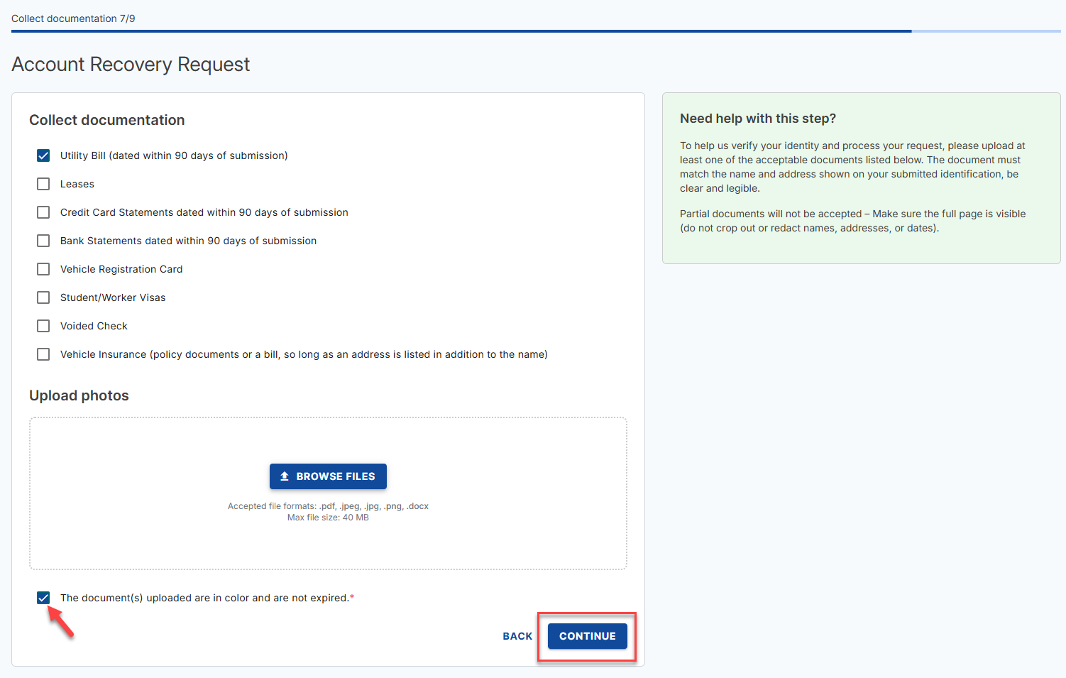 Upload additional documents
