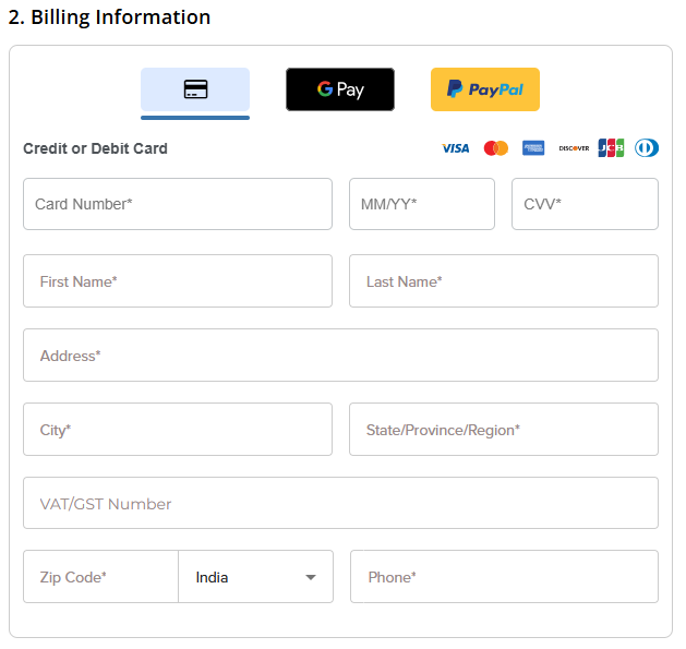 Billing Information Form