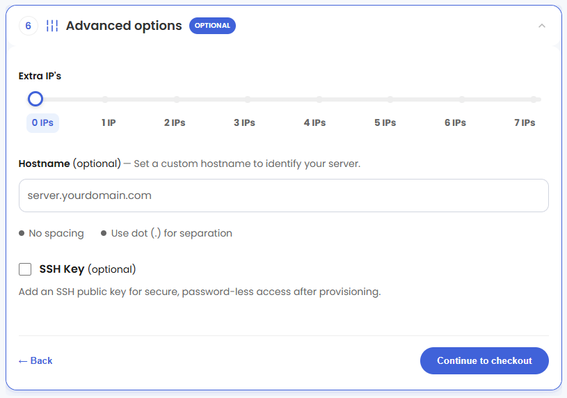 VDS hosting - Advanced Options