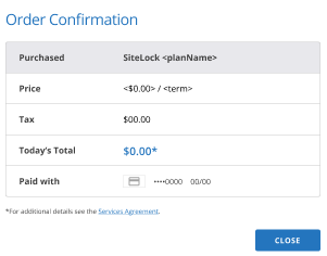 SiteLock Order Confirmation