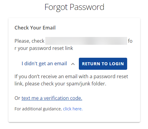 Forgot password TPN enabled
