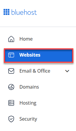 Bluehost Hosting -  Websites Tab