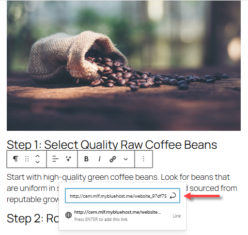 Add Links - Enter URL