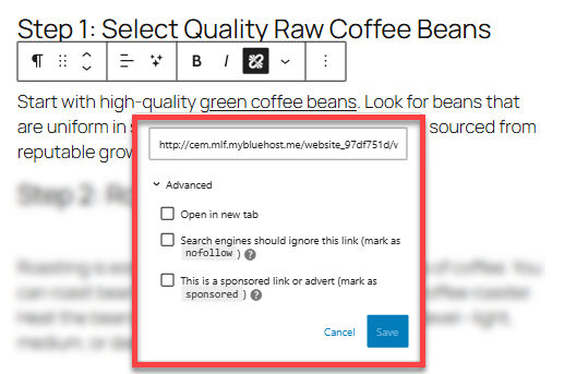 Add Links - Edit image link