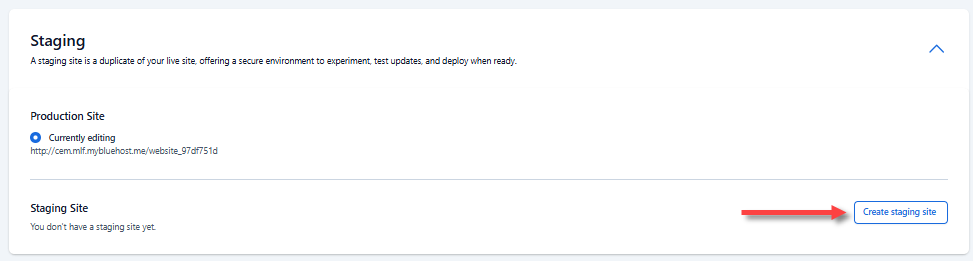 Create a Staging Site