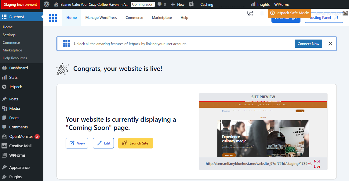 Create a Staging Site - Staging Environment