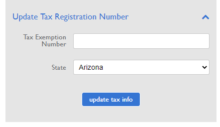 Tax Exemption Number and State fields