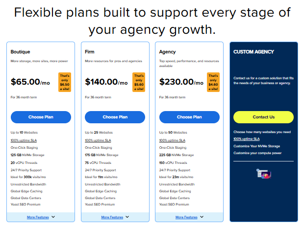Bluehost FOS - Agency Menu - Choose plan