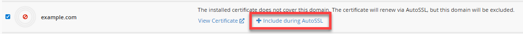 Activate Free SSL Certificate - cPanel - Include during AutoSSL
