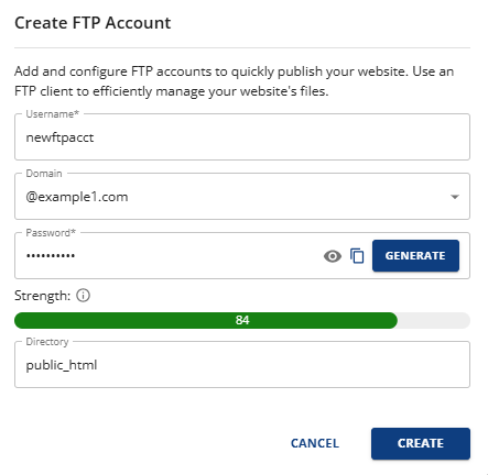 FTP Account Details