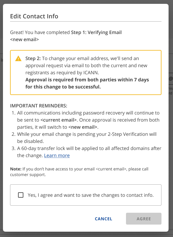 Email Change Approval Required