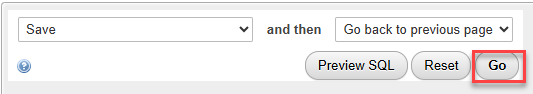 PHPMyAdmin - Option - Active Plugins - Go button