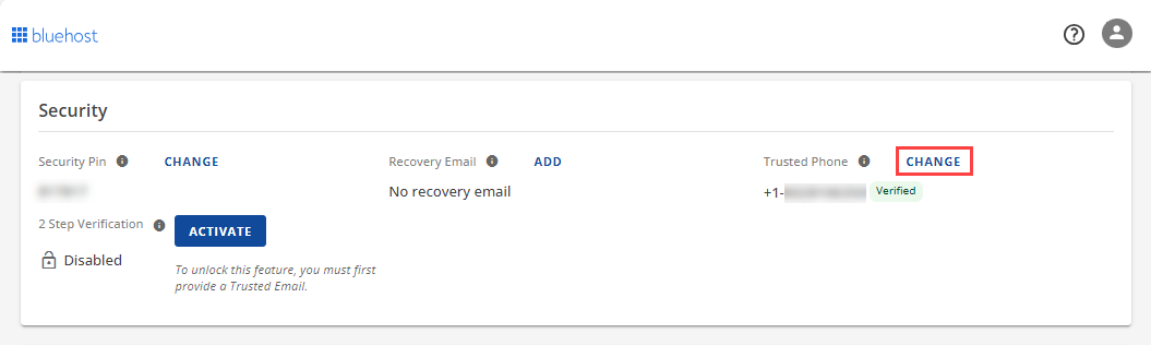 Security Change Button