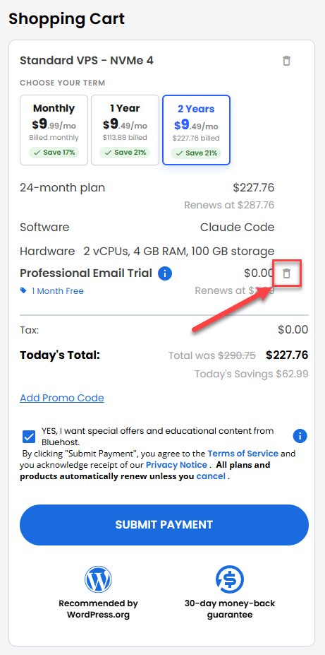 Removed Free Trial offer