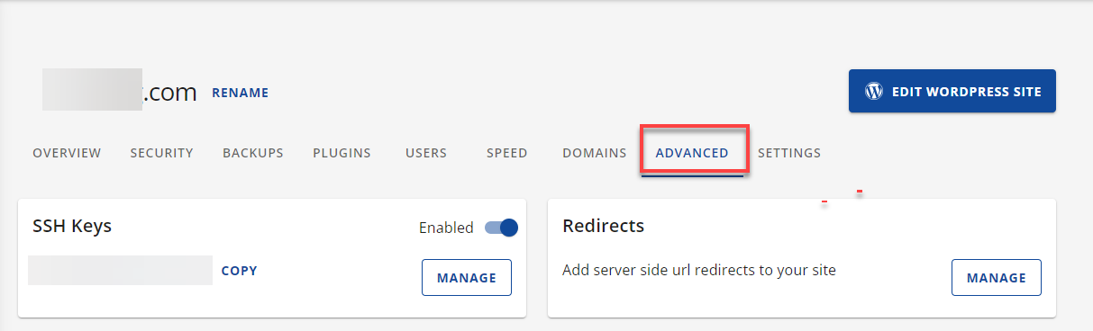Advanced tab