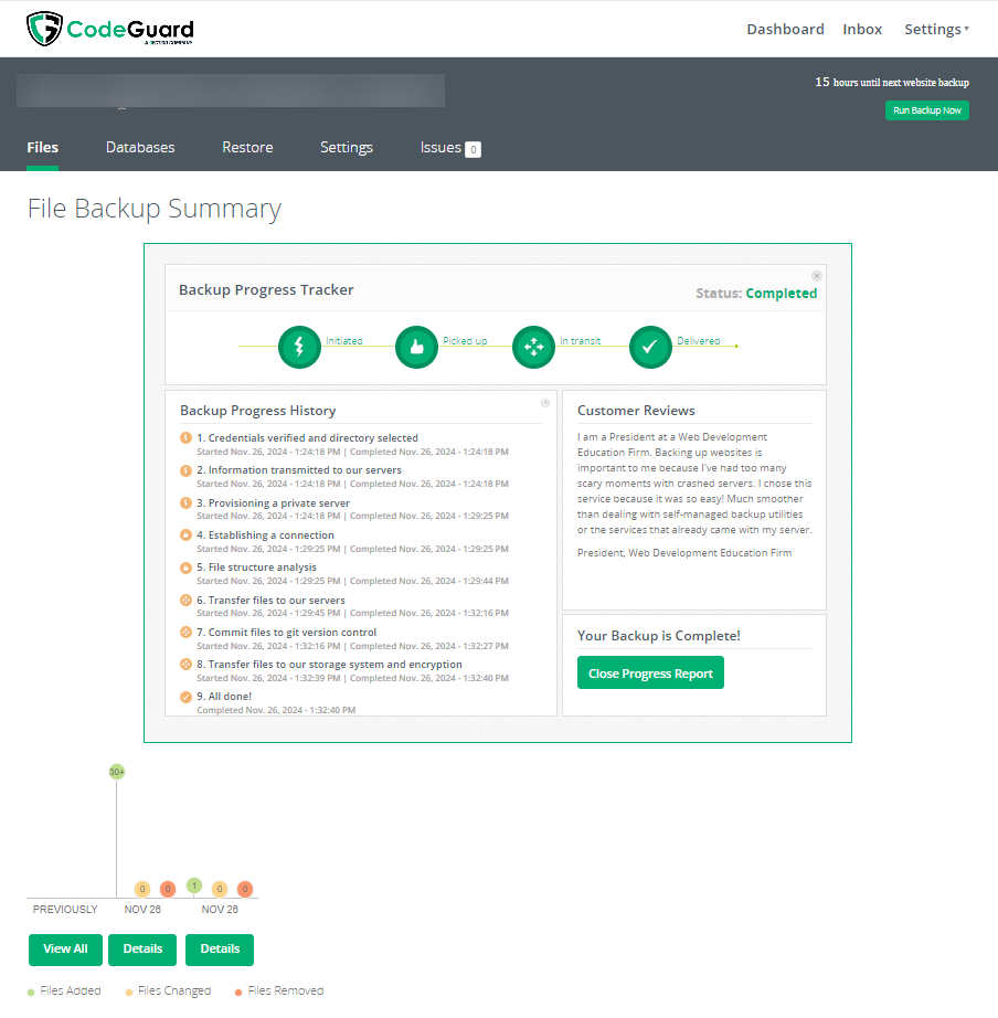 File Backup Summary