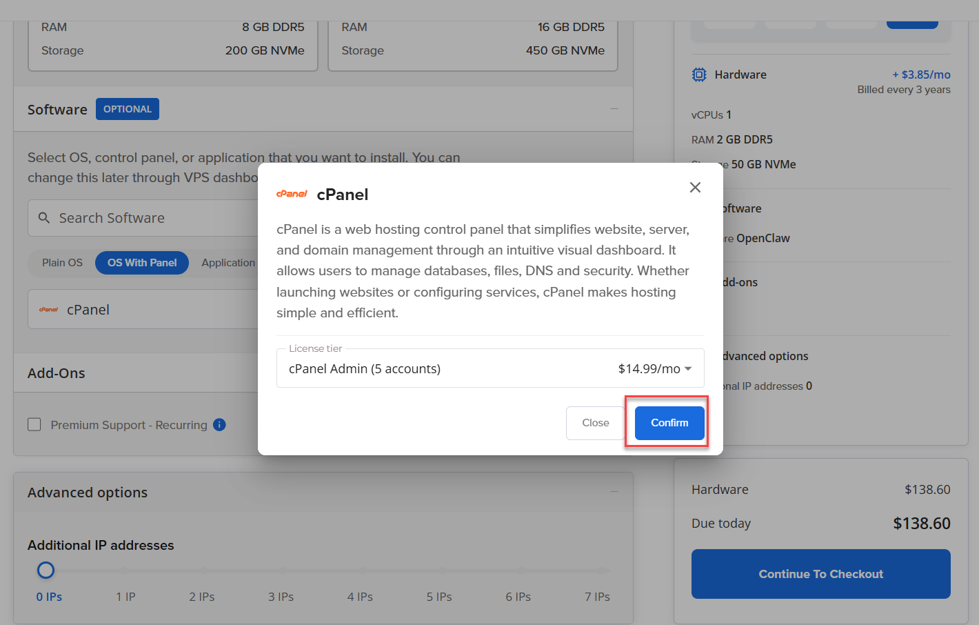 Bluehost Portal - Hosting tab