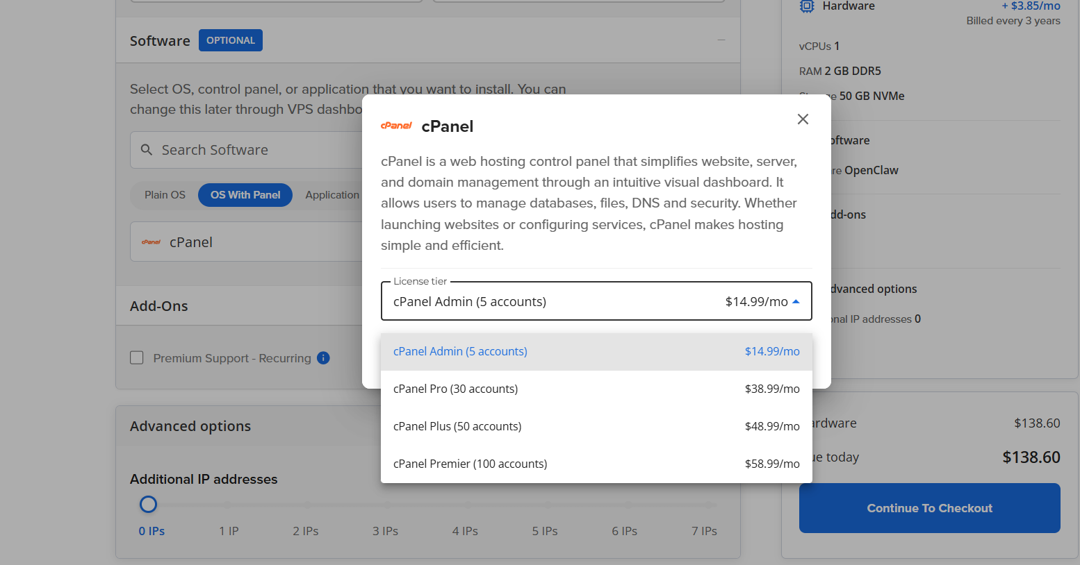 Bluehost Portal - Hosting tab