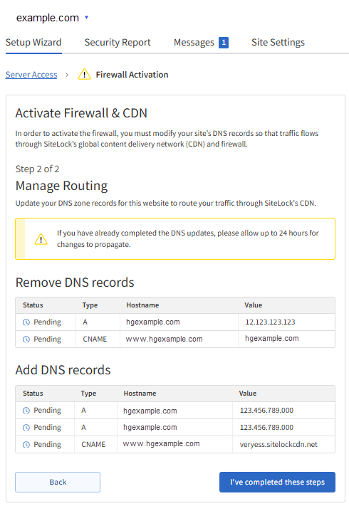 Sitelock - Remove DNS Records