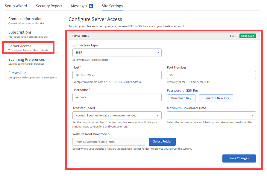 Sitelock 2.0 - Server Access