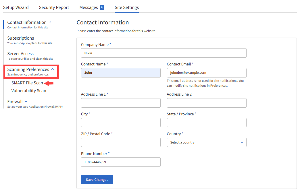 Sitelock 2.0 - Scan Preference
