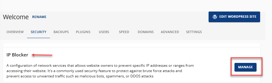 IP blocker section