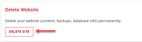 Delete Site button