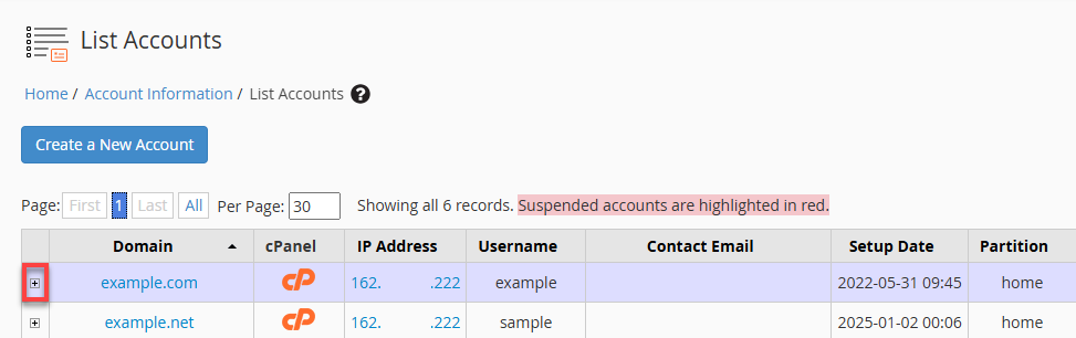 BH WHM List Accounts Expand Icon