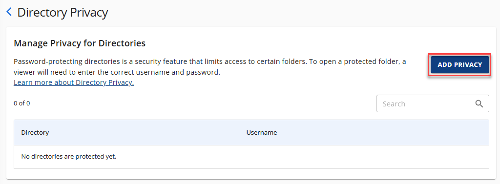 Add Privacy button