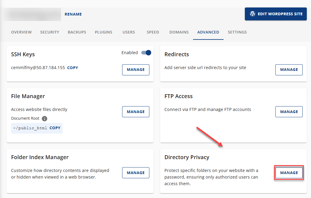 Directory Privacy Manage